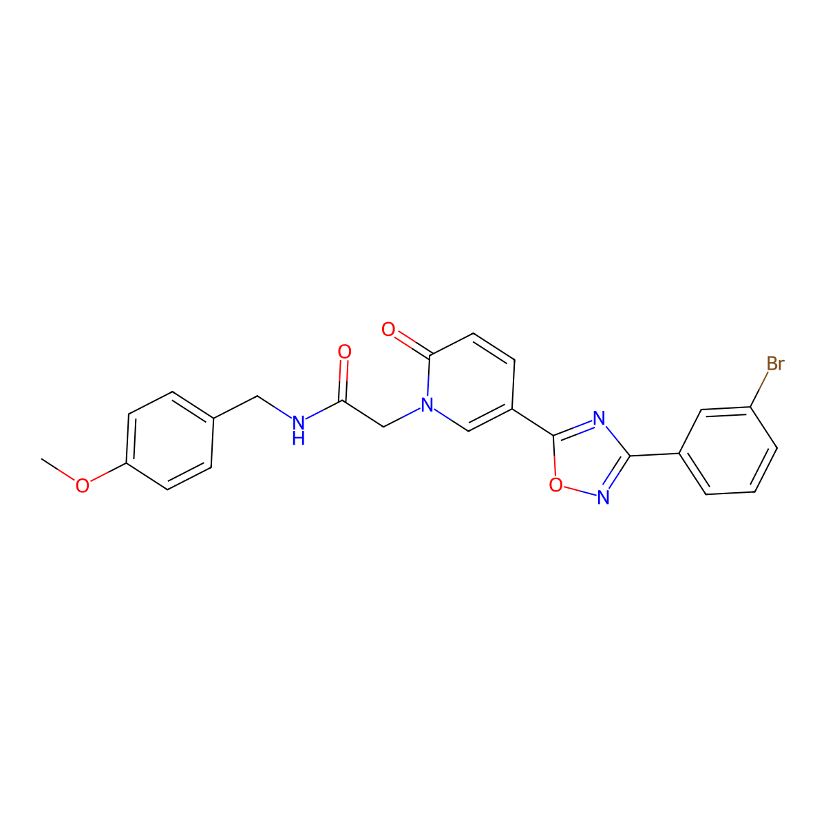 2-(5-(3-(3-bromophenyl)-1,2,4-oxadiazol-5-yl)-2-oxopyridin-1(2H)-yl)-N-(4-methoxybenzyl)acetamide molecular structure, CAS 1326855-32-6