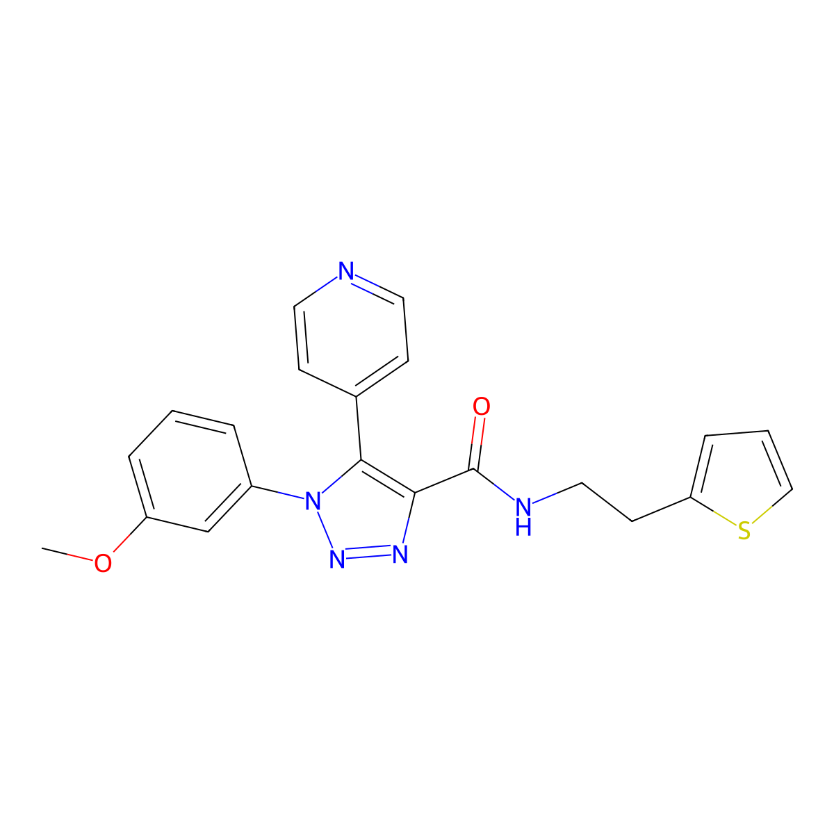 1-(3-methoxyphenyl)-5-(pyridin-4-yl)-N-[2-(thiophen-2-yl)ethyl]-1H-1,2,3-triazole-4-carboxamide molecular structure, CAS 1326855-40-6