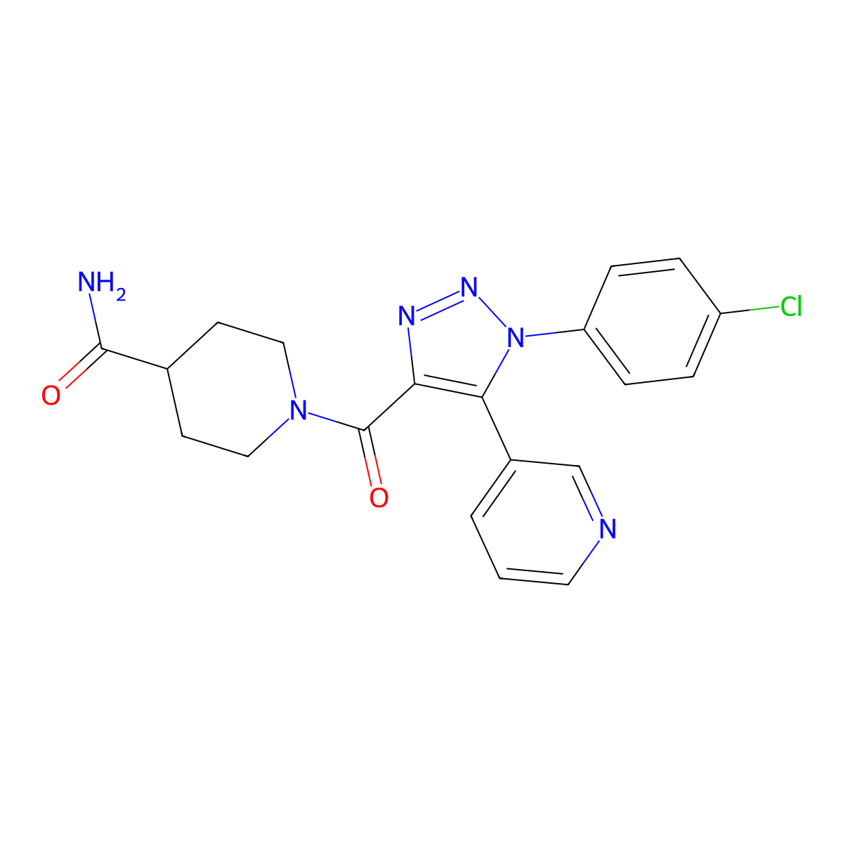 1-[1-(4-chlorophenyl)-5-(pyridin-3-yl)-1H-1,2,3-triazole-4-carbonyl]piperidine-4-carboxamide molecular structure, CAS 1326855-51-9