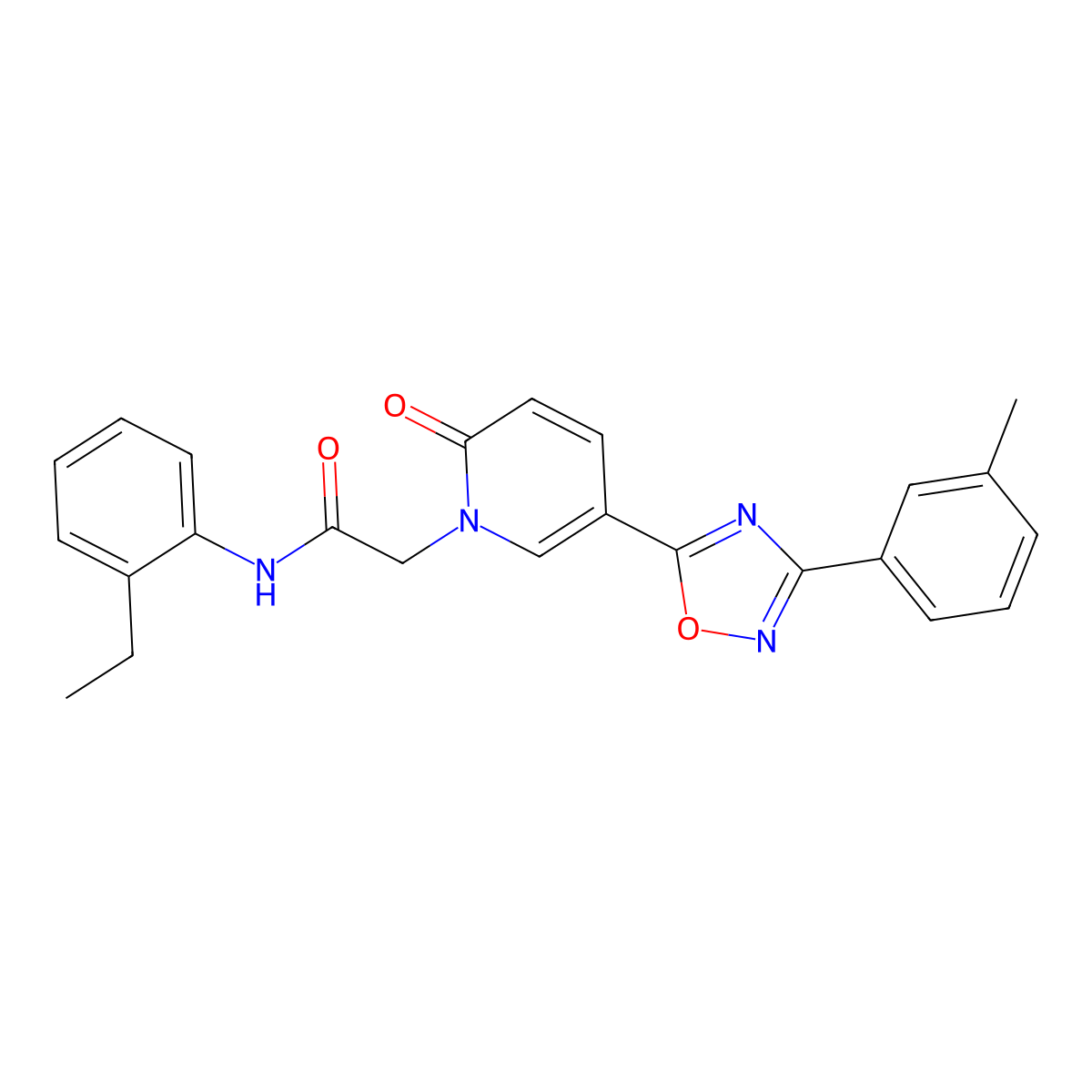 N-(2-ethylphenyl)-2-{5-[3-(3-methylphenyl)-1,2,4-oxadiazol-5-yl]-2-oxopyridin-1(2H)-yl}acetamide molecular structure, CAS 1326855-53-1