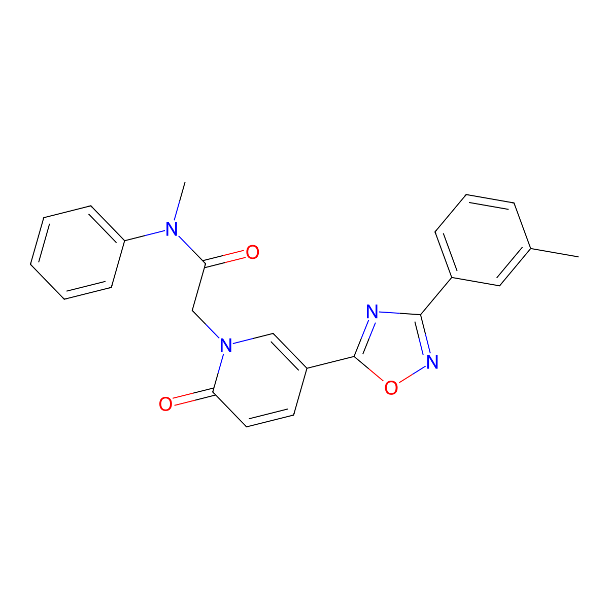 N-methyl-2-{5-[3-(3-methylphenyl)-1,2,4-oxadiazol-5-yl]-2-oxopyridin-1(2H)-yl}-N-phenylacetamide molecular structure, CAS 1326855-60-0