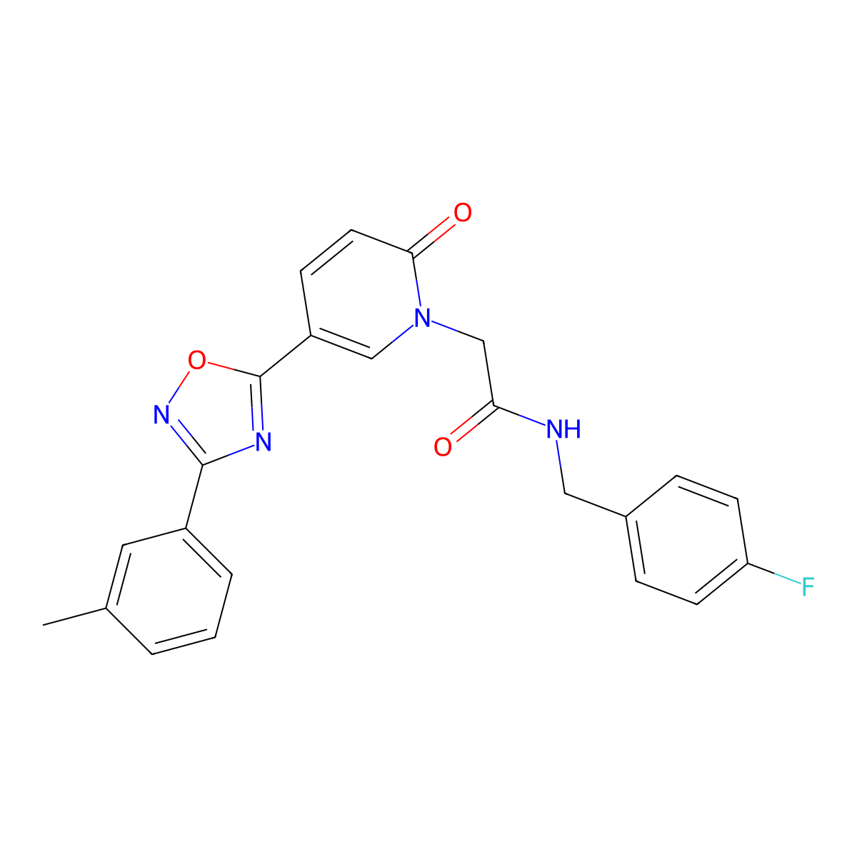 N-(4-fluorobenzyl)-2-{5-[3-(3-methylphenyl)-1,2,4-oxadiazol-5-yl]-2-oxopyridin-1(2H)-yl}acetamide molecular structure, CAS 1326855-65-5