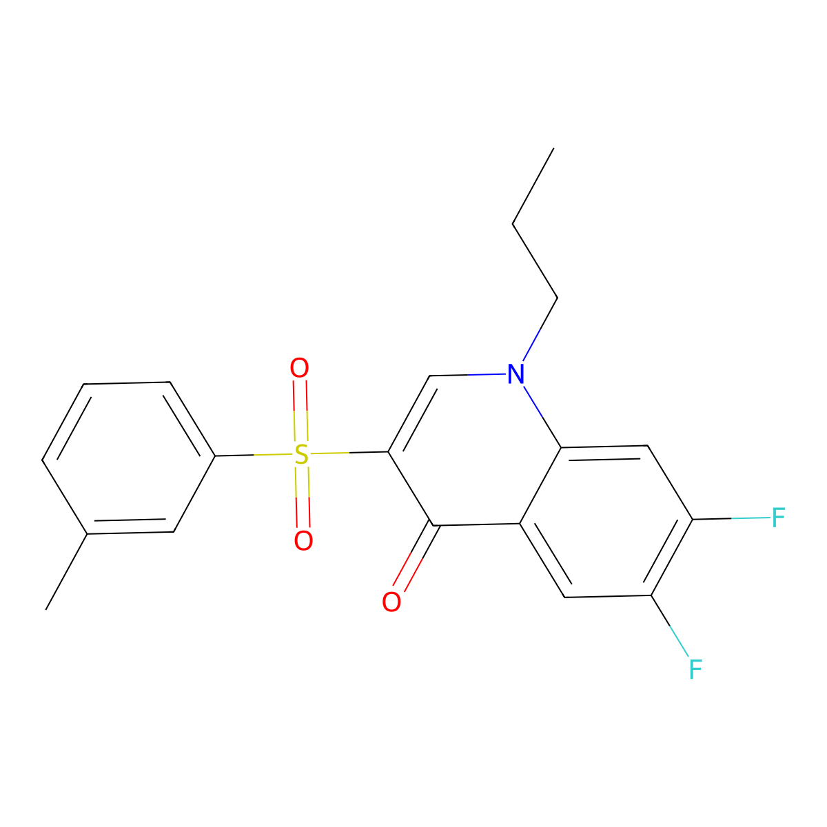 6,7-difluoro-3-[(3-methylphenyl)sulfonyl]-1-propylquinolin-4(1H)-one molecular structure, CAS 1326856-27-2