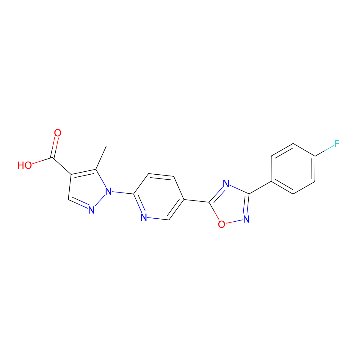 1-{5-[3-(4-fluorophenyl)-1,2,4-oxadiazol-5-yl]pyridin-2-yl}-5-methyl-1H-pyrazole-4-carboxylic acid molecular structure, CAS 1326856-71-6