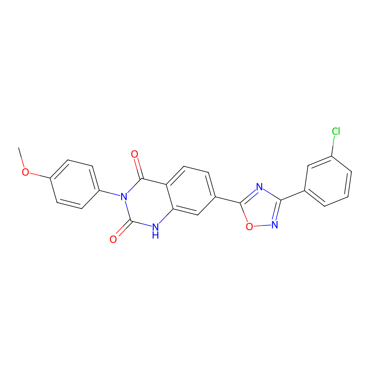 7-[3-(3-chlorophenyl)-1,2,4-oxadiazol-5-yl]-3-(4-methoxyphenyl)quinazoline-2,4(1H,3H)-dione molecular structure, CAS 1326856-76-1