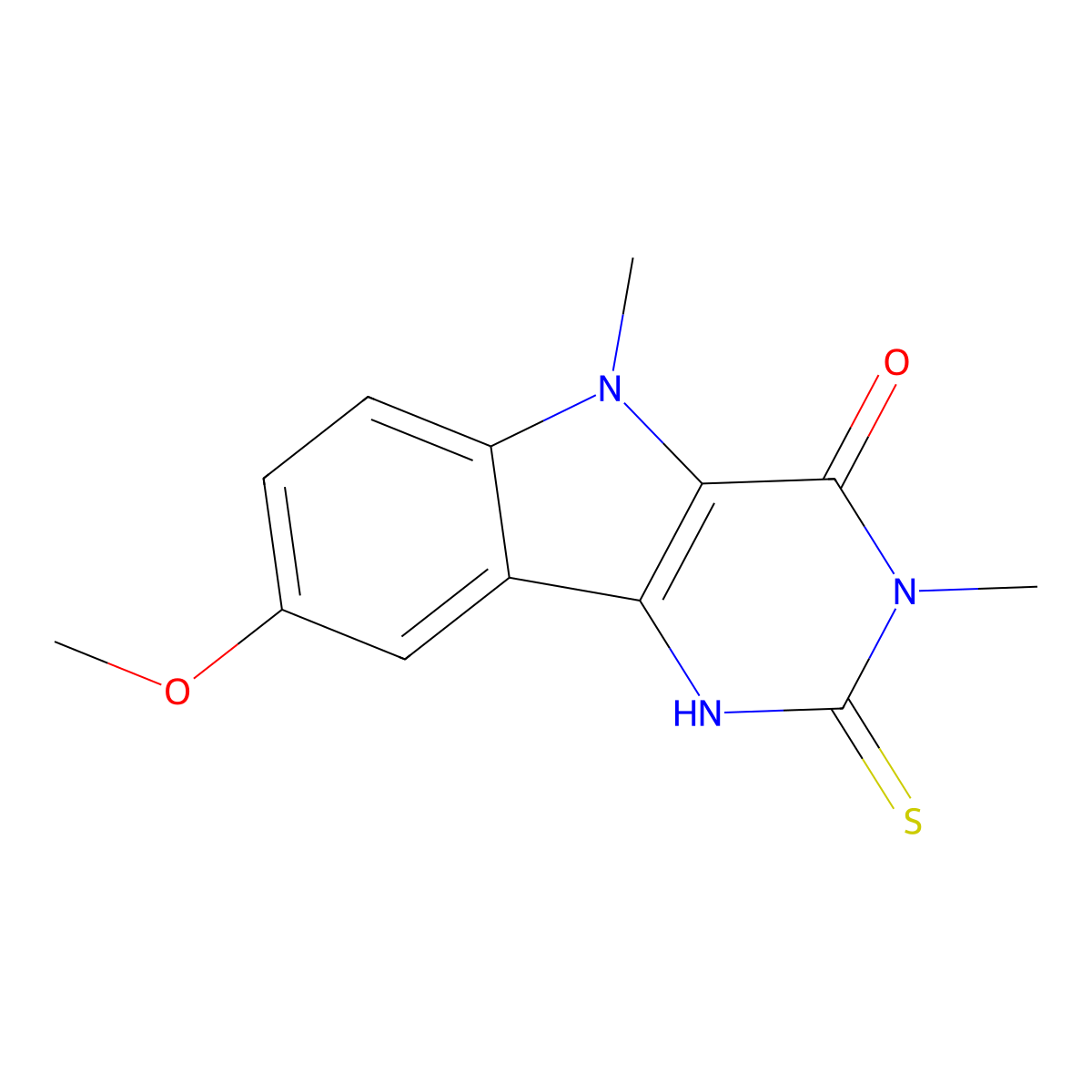 8-methoxy-3,5-dimethyl-2-sulfanylidene-1H,2H,3H,4H,5H-pyrimido[5,4-b]indol-4-one molecular structure, CAS 1326857-08-2