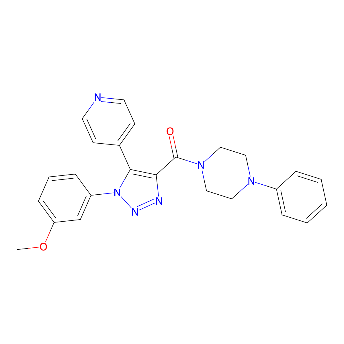 (1-(3-methoxyphenyl)-5-(pyridin-4-yl)-1H-1,2,3-triazol-4-yl)(4-phenylpiperazin-1-yl)methanone molecular structure, CAS 1326857-17-3