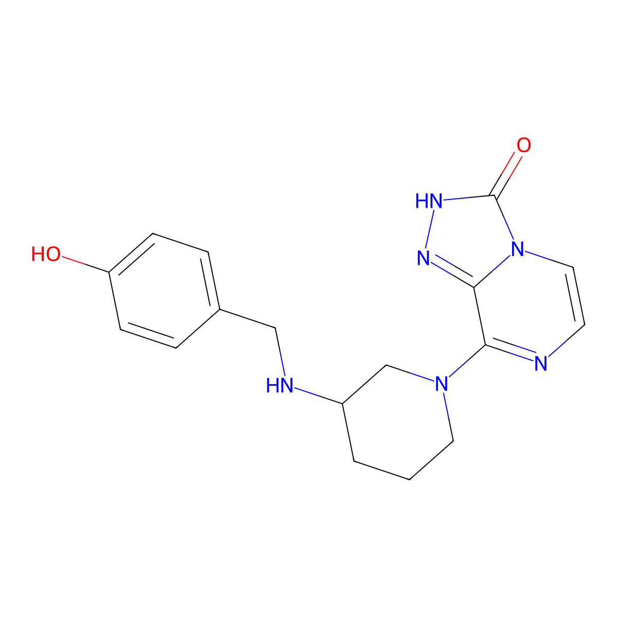 8-{3-[(4-hydroxybenzyl)amino]piperidin-1-yl}[1,2,4]triazolo[4,3-a]pyrazin-3(2H)-one molecular structure, CAS 1326857-30-0