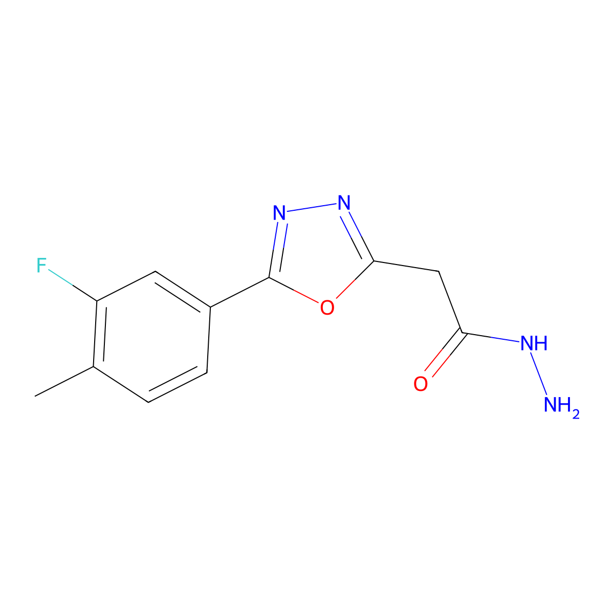 2-[5-(3-Fluoro-4-methylphenyl)-1,3,4-oxadiazol-2-yl]acetohydrazide molecular structure, CAS 1326857-74-2