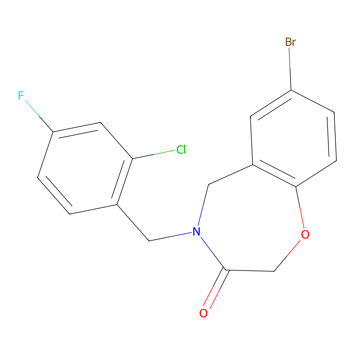 7-bromo-4-(2-chloro-4-fluorobenzyl)-4,5-dihydro-1,4-benzoxazepin-3(2H)-one molecular structure, CAS 1326858-05-2