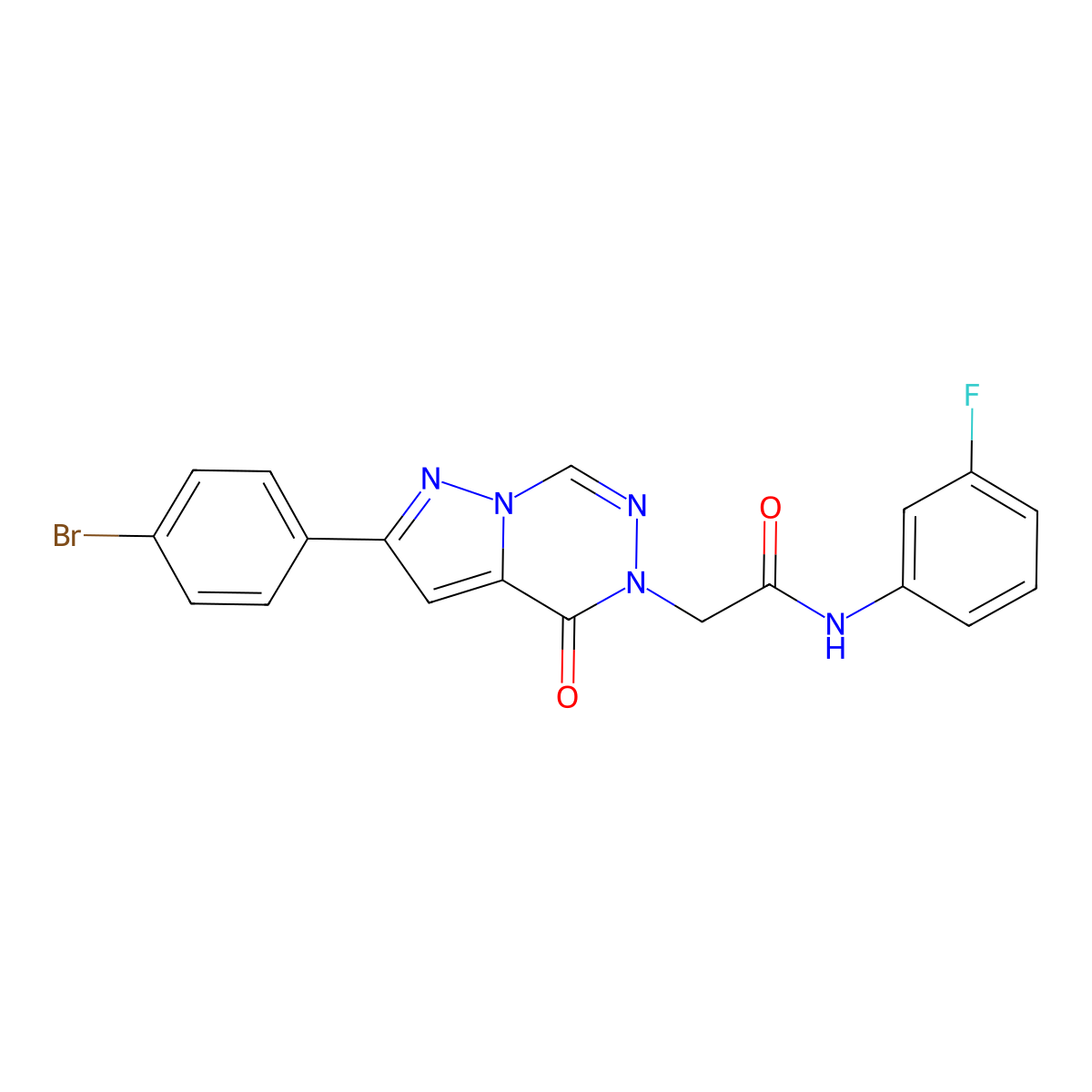 2-[2-(4-bromophenyl)-4-oxo-4H,5H-pyrazolo[1,5-d][1,2,4]triazin-5-yl]-N-(3-fluorophenyl)acetamide molecular structure, CAS 1326858-24-5
