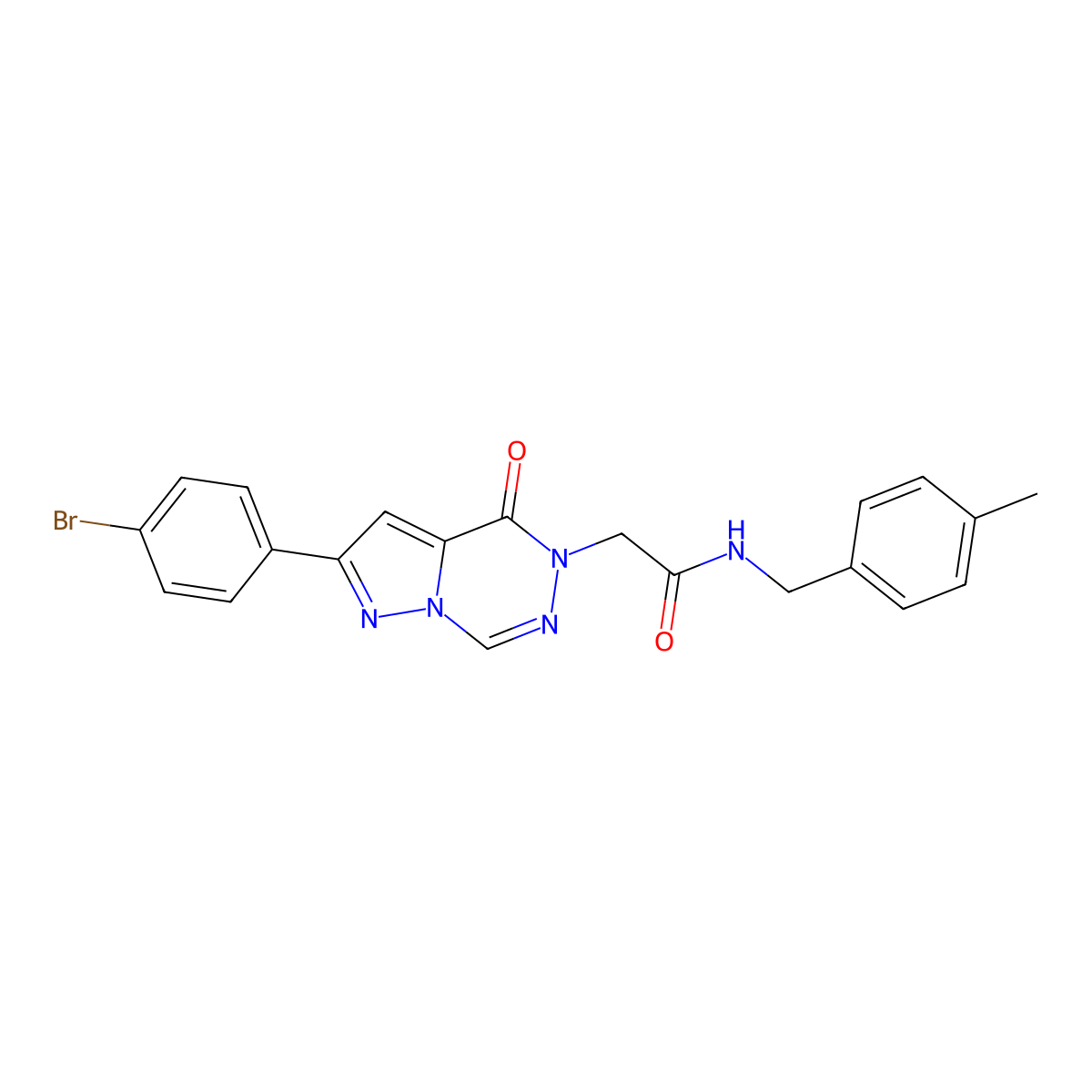 2-[2-(4-bromophenyl)-4-oxo-4H,5H-pyrazolo[1,5-d][1,2,4]triazin-5-yl]-N-[(4-methylphenyl)methyl]acetamide molecular structure, CAS 1326858-30-3
