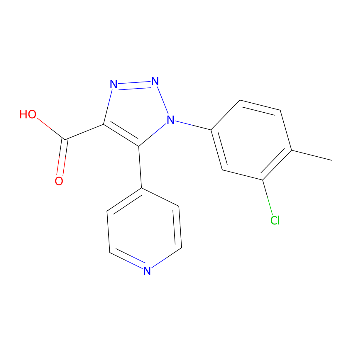 1-(3-chloro-4-methylphenyl)-5-pyridin-4-yl-1H-1,2,3-triazole-4-carboxylic acid molecular structure, CAS 1326859-69-1