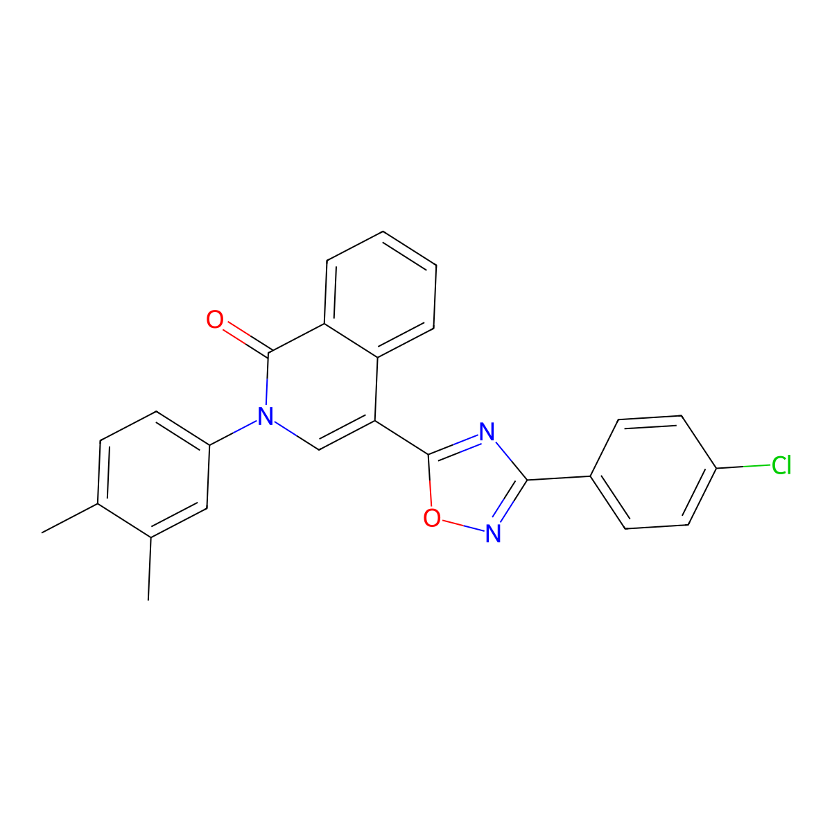 4-[3-(4-Chlorophenyl)-1,2,4-oxadiazol-5-yl]-2-(3,4-dimethylphenyl)-1,2-dihydroisoquinolin-1-one molecular structure, CAS 1326859-80-6