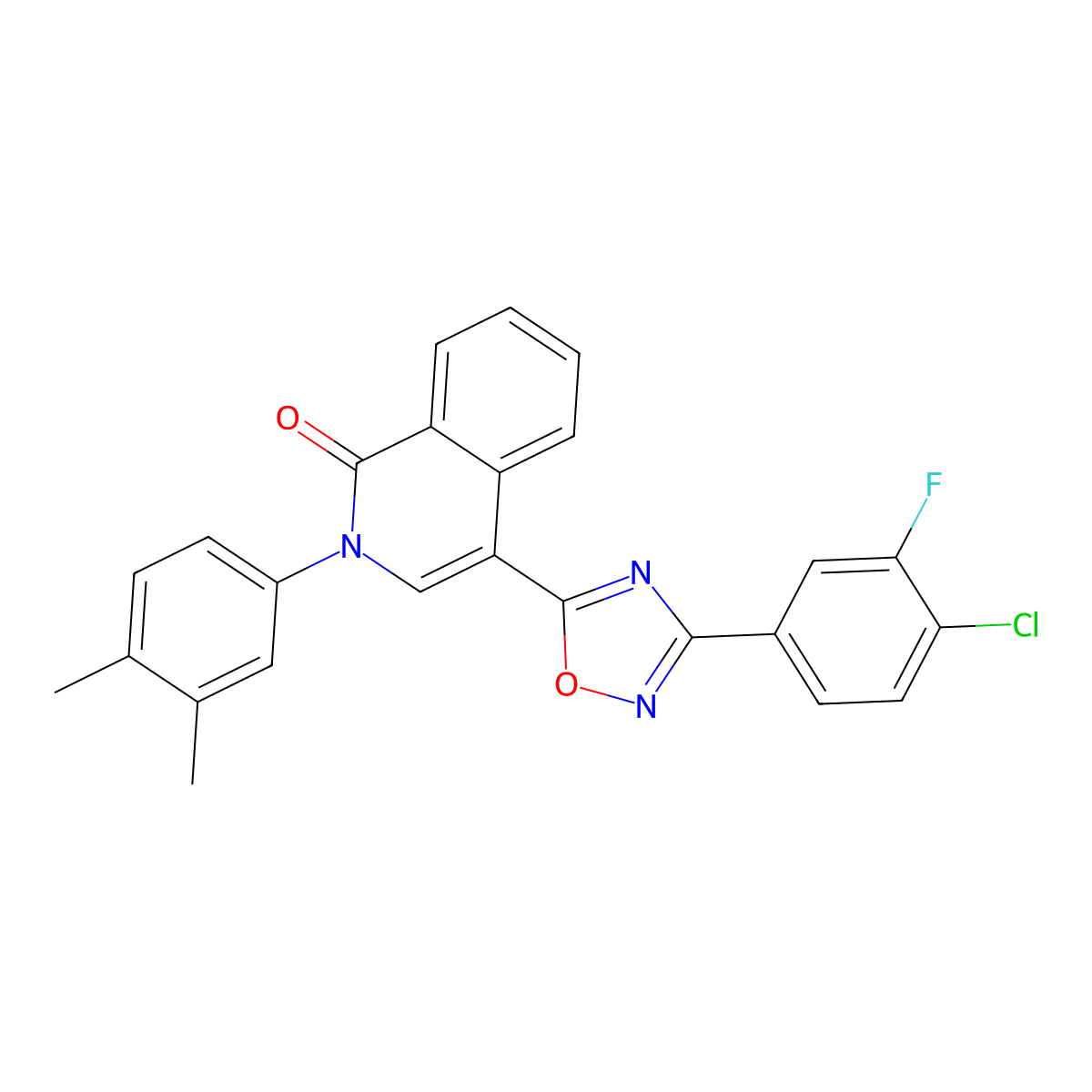 4-[3-(4-chloro-3-fluorophenyl)-1,2,4-oxadiazol-5-yl]-2-(3,4-dimethylphenyl)isoquinolin-1(2H)-one molecular structure, CAS 1326859-81-7