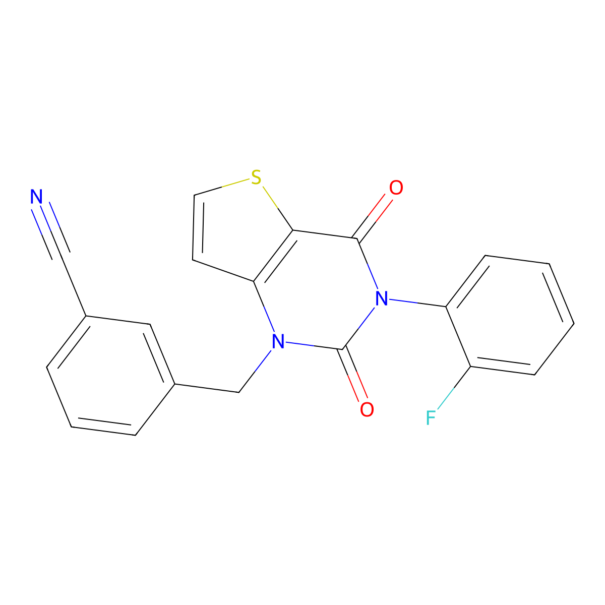3-((3-(2-fluorophenyl)-2,4-dioxo-3,4-dihydrothieno[3,2-d]pyrimidin-1(2H)-yl)methyl)benzonitrile molecular structure, CAS 1326859-94-2