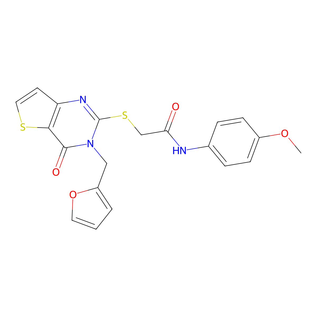 2-{[3-(furan-2-ylmethyl)-4-oxo-3,4-dihydrothieno[3,2-d]pyrimidin-2-yl]sulfanyl}-N-(4-methoxyphenyl)acetamide molecular structure, CAS 1326860-09-6