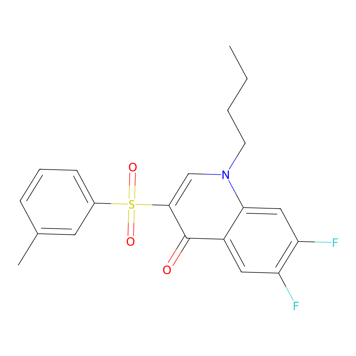 1-butyl-6,7-difluoro-3-[(3-methylphenyl)sulfonyl]quinolin-4(1H)-one molecular structure, CAS 1326860-19-8