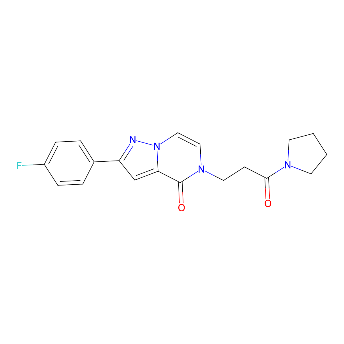2-(4-fluorophenyl)-5-[3-oxo-3-(pyrrolidin-1-yl)propyl]pyrazolo[1,5-a]pyrazin-4(5H)-one molecular structure, CAS 1326860-32-5