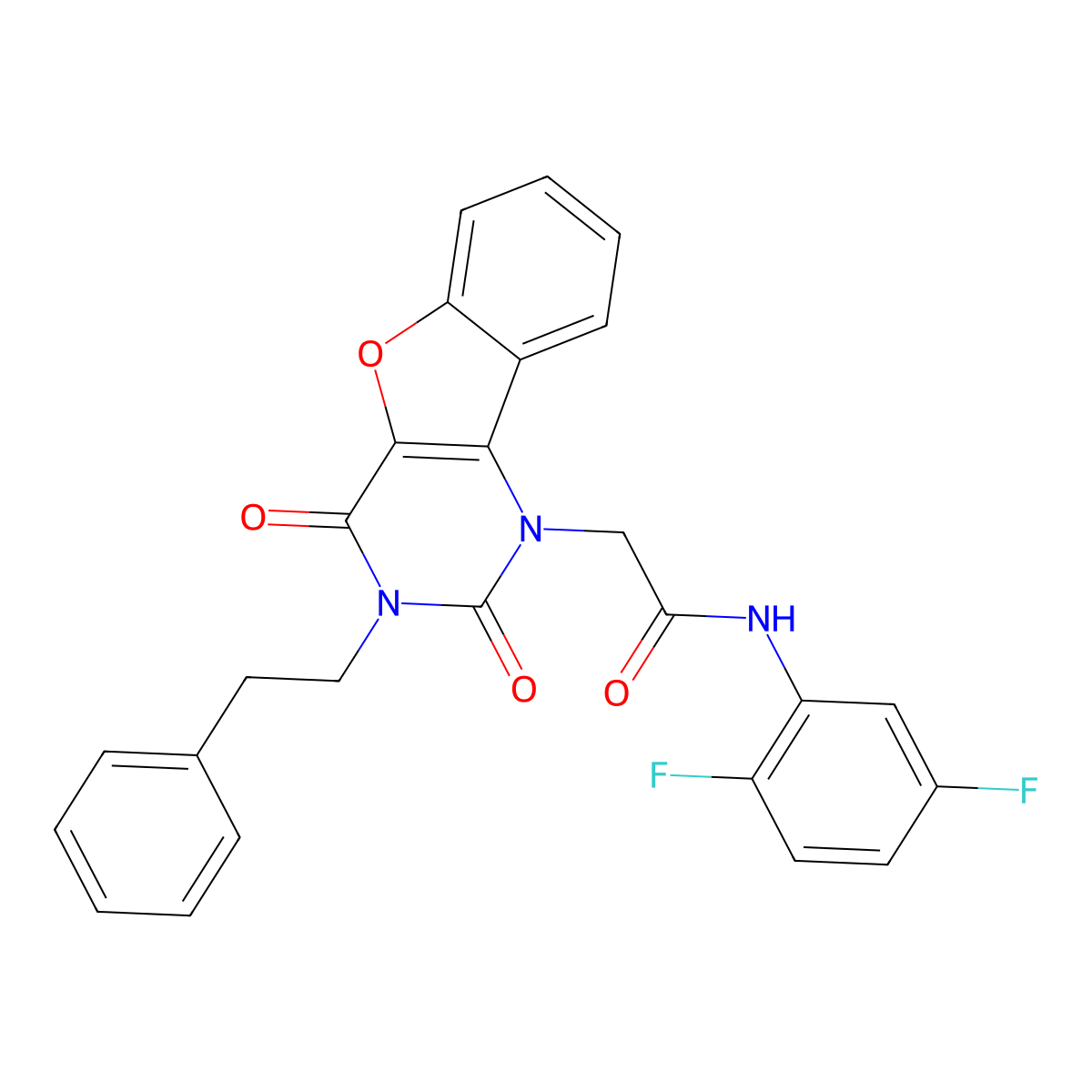 N-(2,5-difluorophenyl)-2-[2,4-dioxo-3-(2-phenylethyl)-3,4-dihydro[1]benzofuro[3,2-d]pyrimidin-1(2H)-yl]acetamide molecular structure, CAS 1326860-54-1