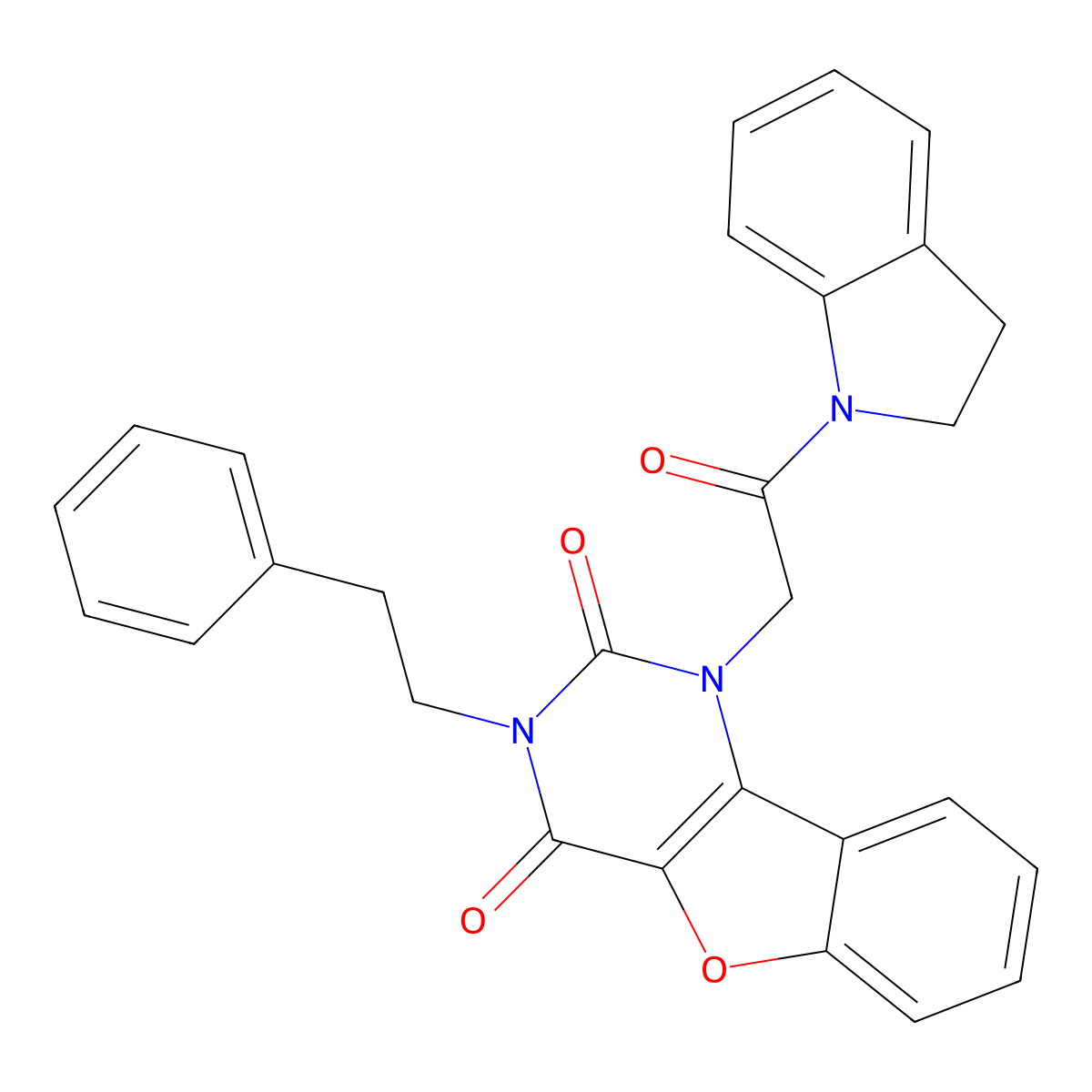 1-[2-(2,3-dihydro-1H-indol-1-yl)-2-oxoethyl]-3-(2-phenylethyl)[1]benzofuro[3,2-d]pyrimidine-2,4(1H,3H)-dione molecular structure, CAS 1326860-58-5
