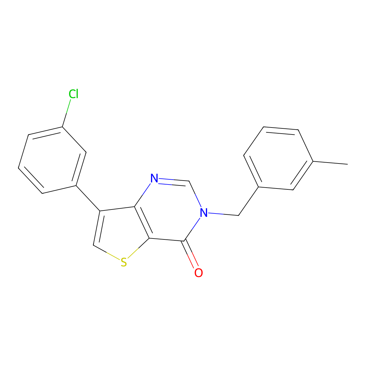 7-(3-chlorophenyl)-3-(3-methylbenzyl)thieno[3,2-d]pyrimidin-4(3H)-one molecular structure, CAS 1326860-93-8
