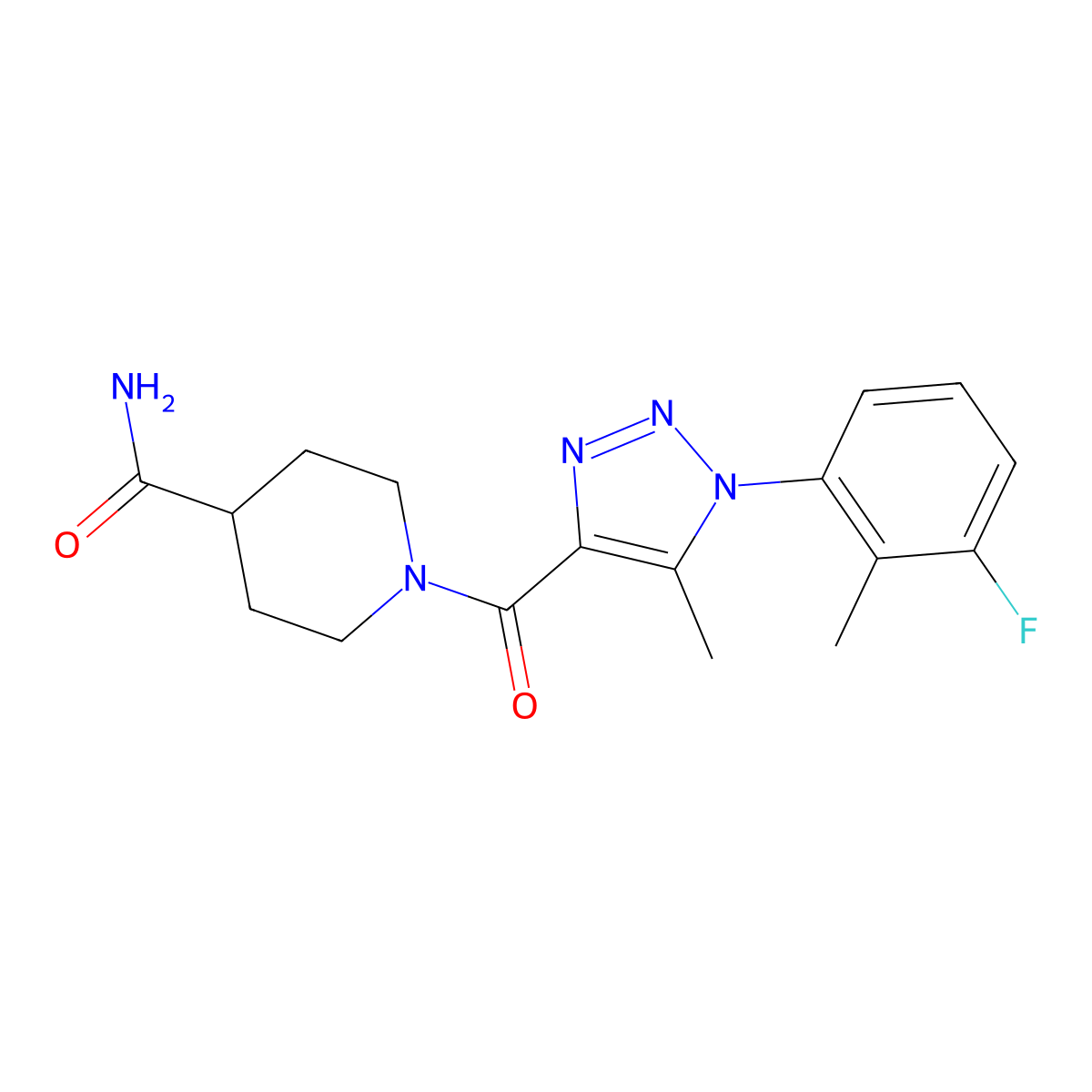 1-[1-(3-fluoro-2-methylphenyl)-5-methyl-1H-1,2,3-triazole-4-carbonyl]piperidine-4-carboxamide molecular structure, CAS 1326861-54-4