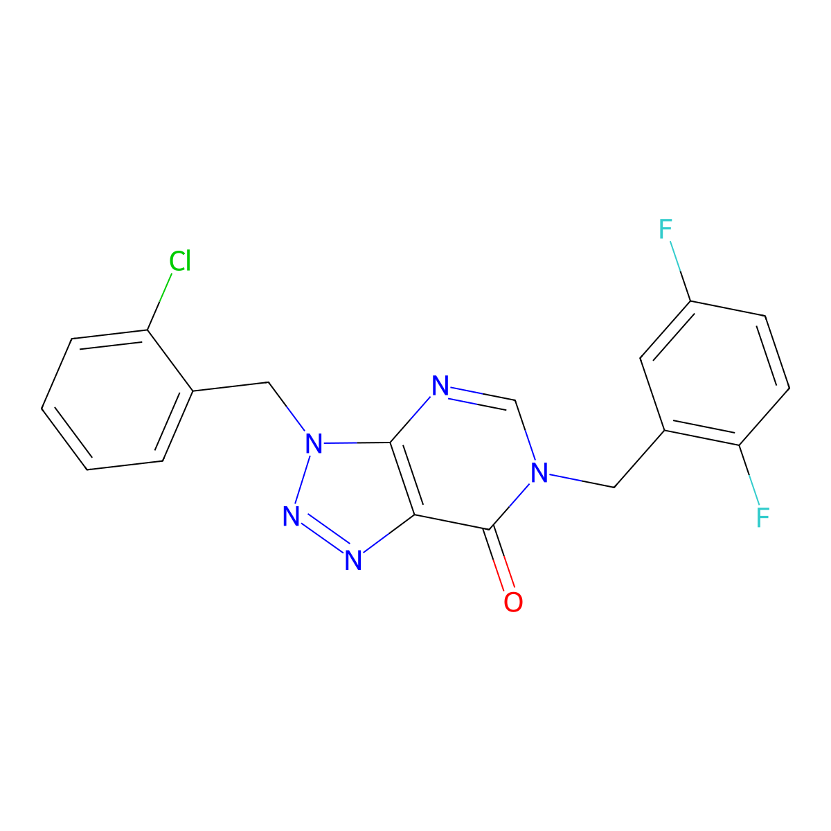 3-(2-chlorobenzyl)-6-(2,5-difluorobenzyl)-3,6-dihydro-7H-[1,2,3]triazolo[4,5-d]pyrimidin-7-one molecular structure, CAS 1326861-58-8