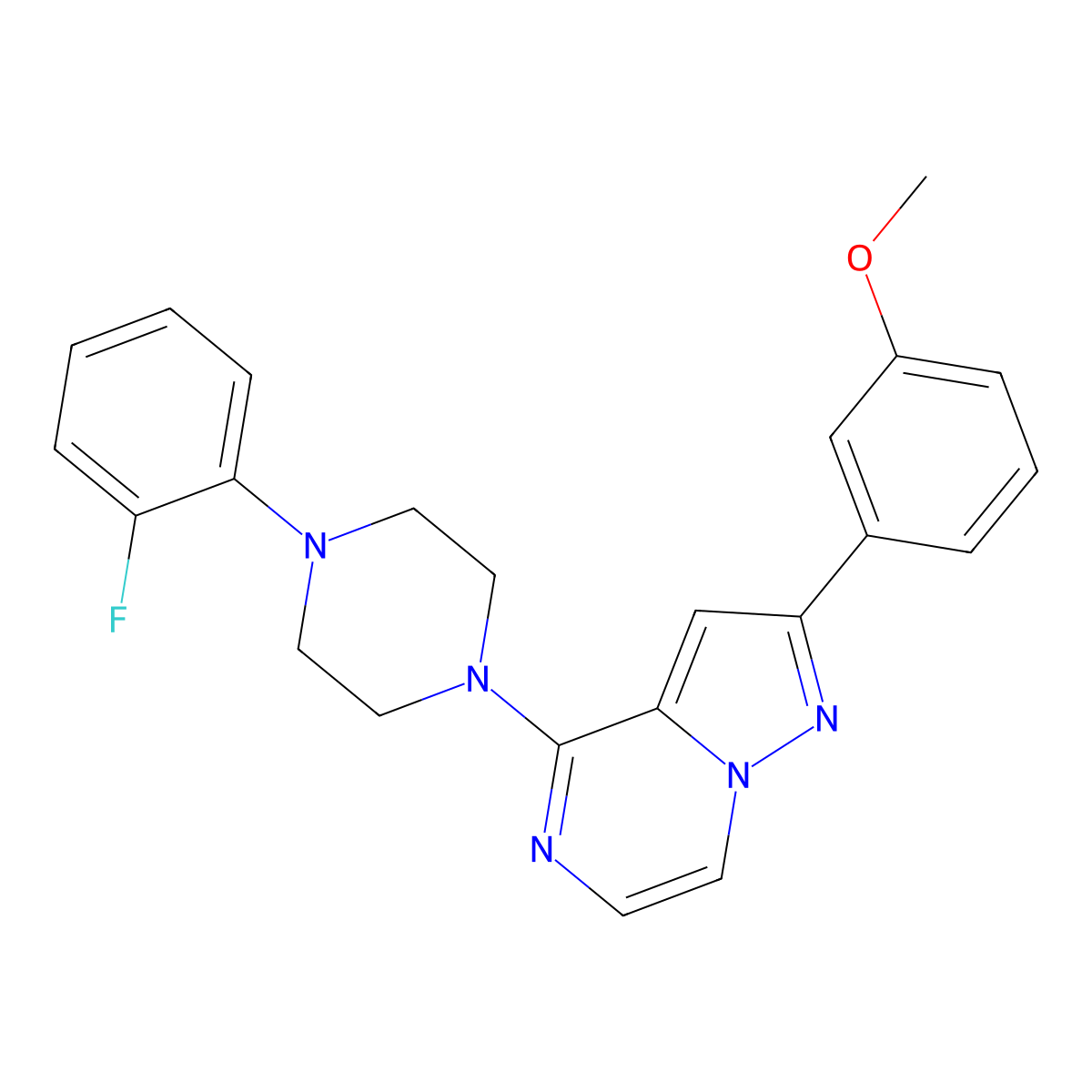 4-(4-(2-Fluorophenyl)piperazin-1-yl)-2-(3-methoxyphenyl)pyrazolo[1,5-a]pyrazine molecular structure, CAS 1326861-89-5