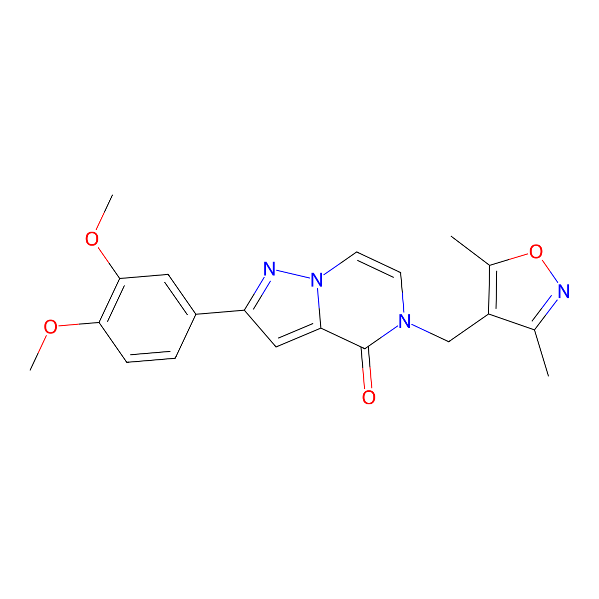 2-(3,4-dimethoxyphenyl)-5-[(3,5-dimethyl-1,2-oxazol-4-yl)methyl]pyrazolo[1,5-a]pyrazin-4(5H)-one molecular structure, CAS 1326862-62-7