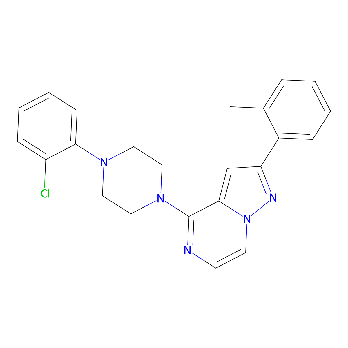 4-[4-(2-Chlorophenyl)piperazin-1-yl]-2-(2-methylphenyl)pyrazolo[1,5-a]pyrazine molecular structure, CAS 1326862-78-5