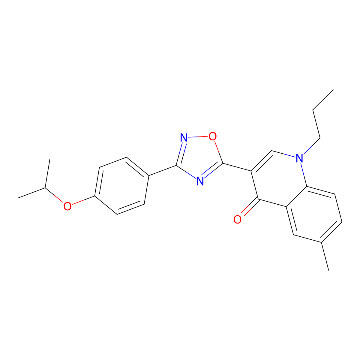 3-(3-(4-isopropoxyphenyl)-1,2,4-oxadiazol-5-yl)-6-methyl-1-propylquinolin-4(1H)-one molecular structure, CAS 1326862-87-6