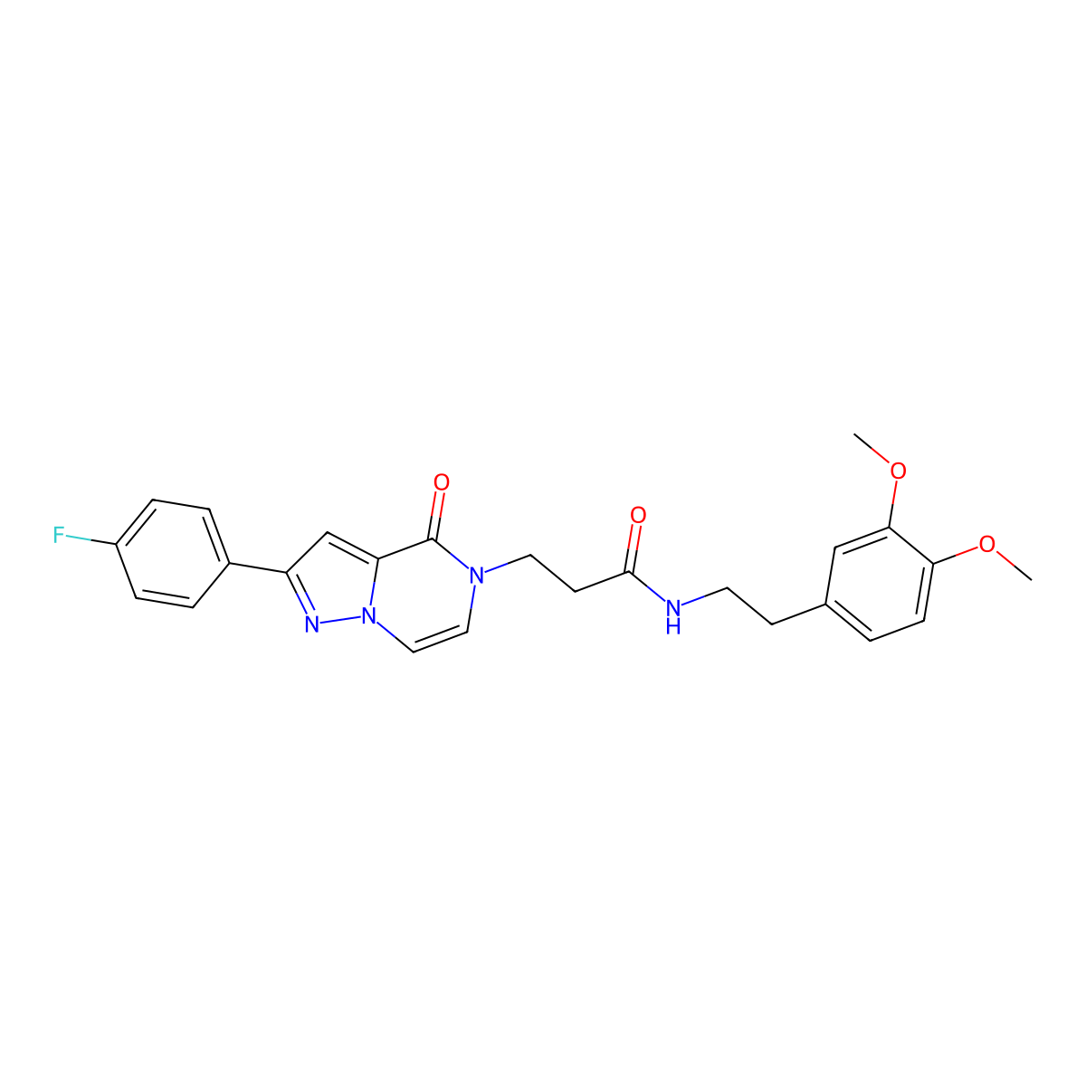 N-[2-(3,4-dimethoxyphenyl)ethyl]-3-[2-(4-fluorophenyl)-4-oxo-4H,5H-pyrazolo[1,5-a]pyrazin-5-yl]propanamide molecular structure, CAS 1326863-13-1