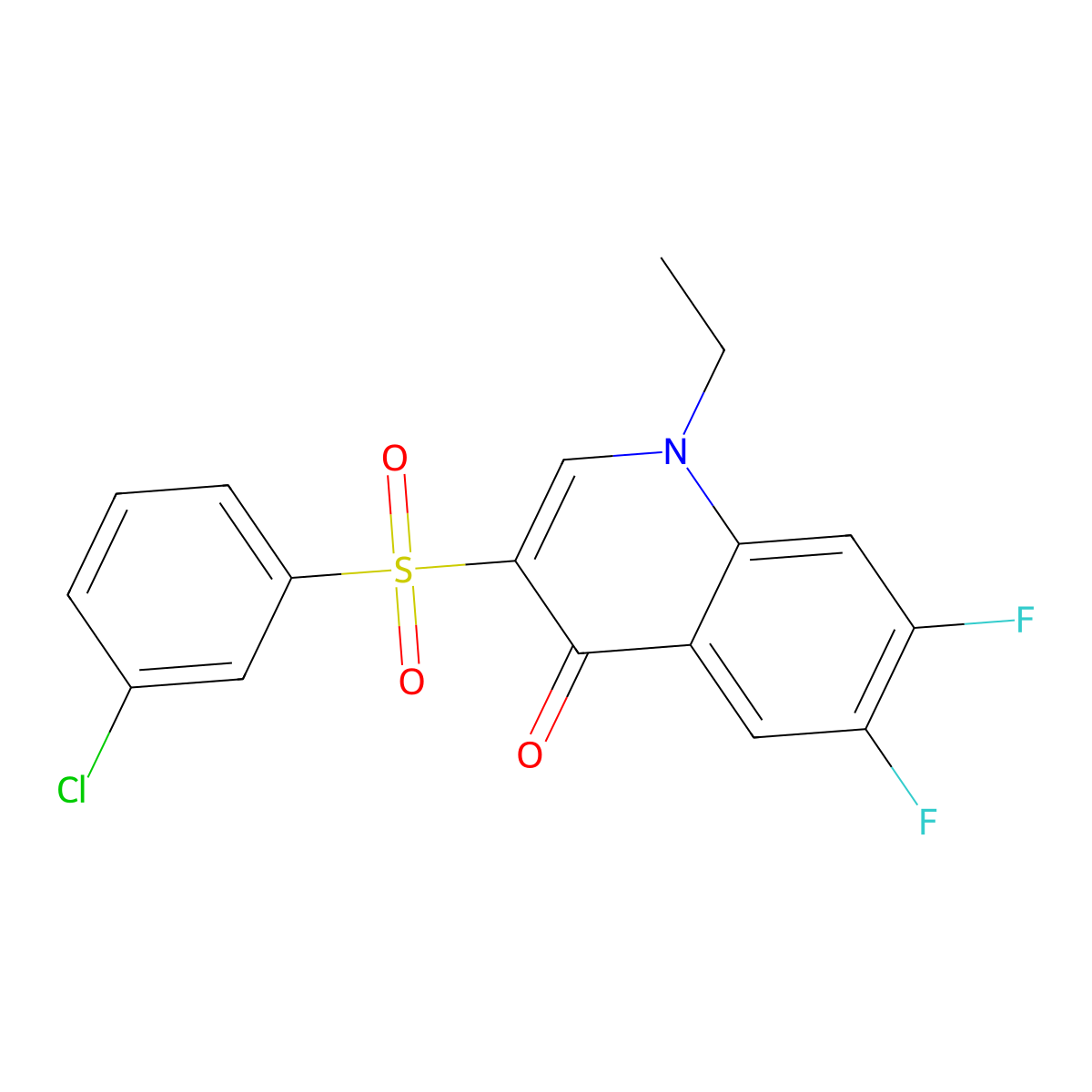 3-(3-Chlorobenzenesulfonyl)-1-ethyl-6,7-difluoro-1,4-dihydroquinolin-4-one molecular structure, CAS 1326863-28-8
