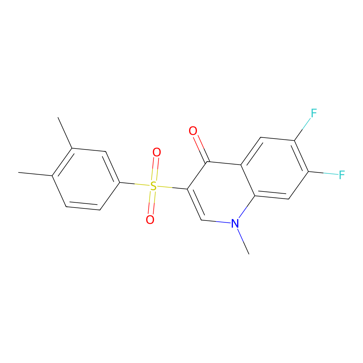 3-((3,4-Dimethylphenyl)sulfonyl)-6,7-difluoro-1-methylquinolin-4(1H)-one molecular structure, CAS 1326863-34-6