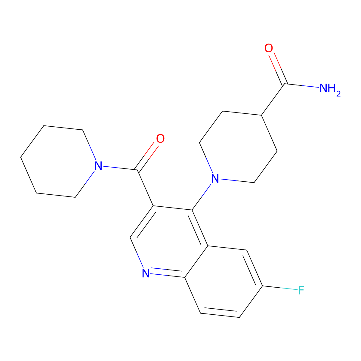 1-[6-Fluoro-3-(piperidin-1-ylcarbonyl)quinolin-4-yl]piperidine-4-carboxamide molecular structure, CAS 1326863-96-0