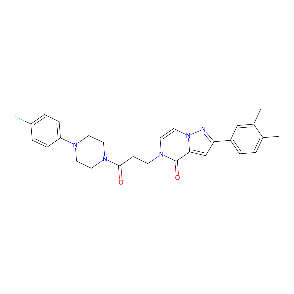 2-(3,4-dimethylphenyl)-5-{3-[4-(4-fluorophenyl)piperazin-1-yl]-3-oxopropyl}pyrazolo[1,5-a]pyrazin-4(5H)-one molecular structure, CAS 1326864-27-0
