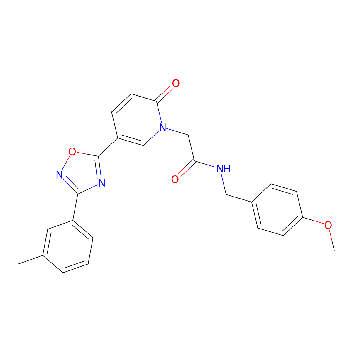 N-(4-methoxybenzyl)-2-{5-[3-(3-methylphenyl)-1,2,4-oxadiazol-5-yl]-2-oxopyridin-1(2H)-yl}acetamide molecular structure, CAS 1326864-38-3