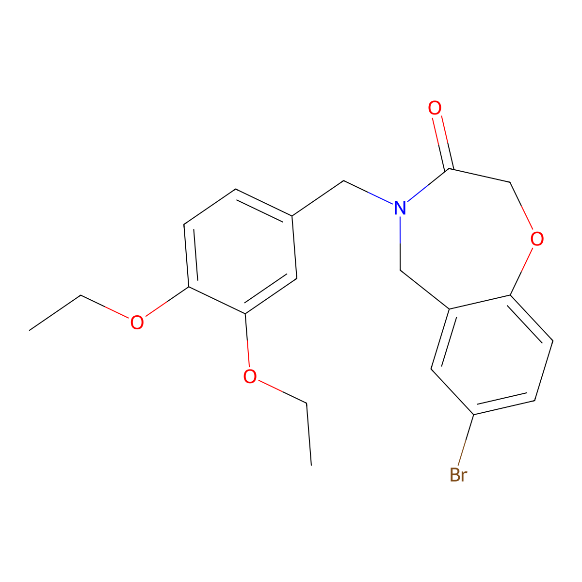 7-bromo-4-(3,4-diethoxybenzyl)-4,5-dihydro-1,4-benzoxazepin-3(2H)-one molecular structure, CAS 1326864-81-6