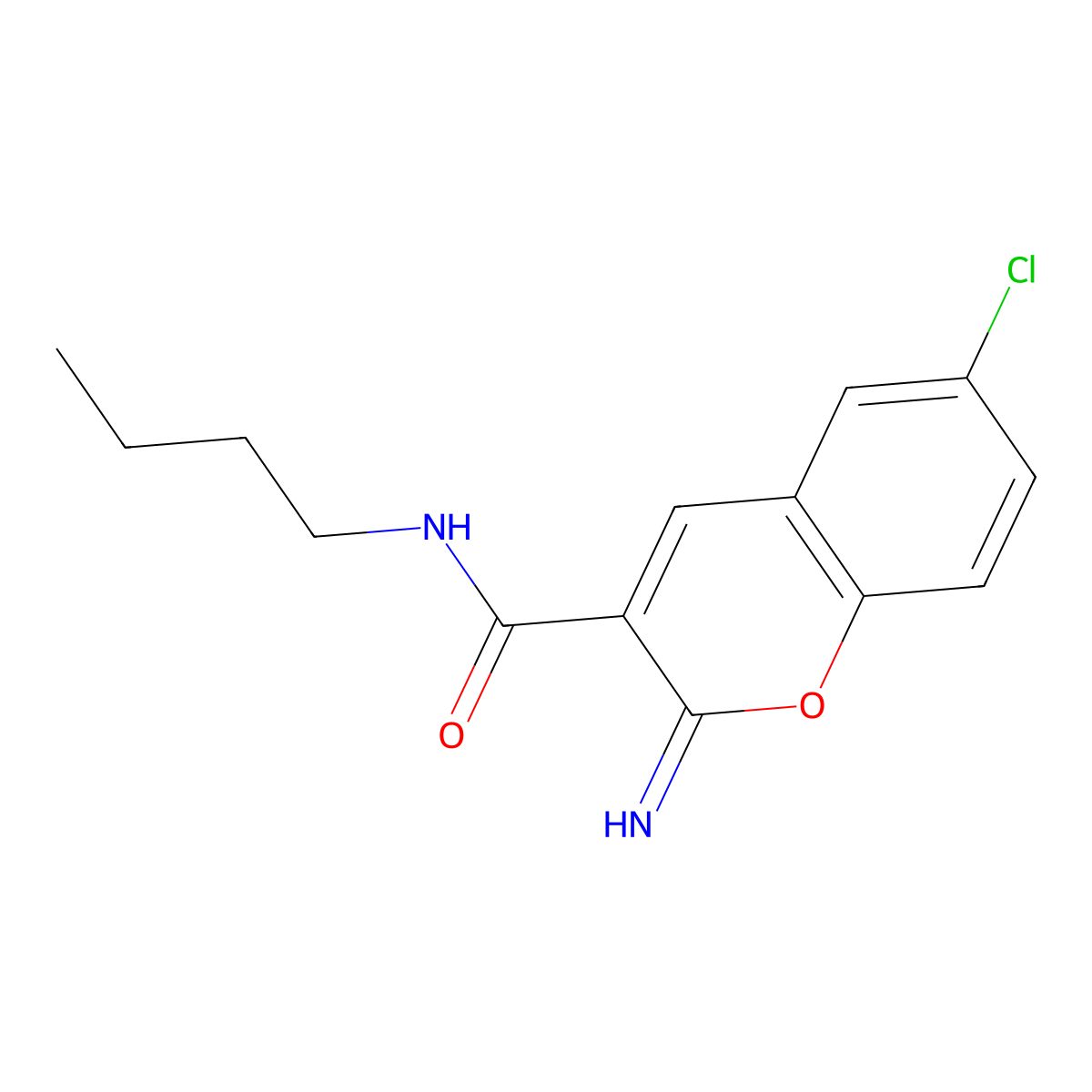 N-butyl-6-chloro-2-imino-2H-chromene-3-carboxamide molecular structure, CAS 1326865-11-5