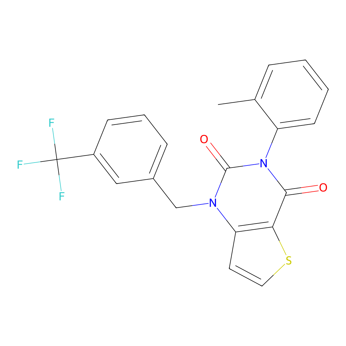 3-(2-methylphenyl)-1-[3-(trifluoromethyl)benzyl]thieno[3,2-d]pyrimidine-2,4(1H,3H)-dione molecular structure, CAS 1326865-18-2