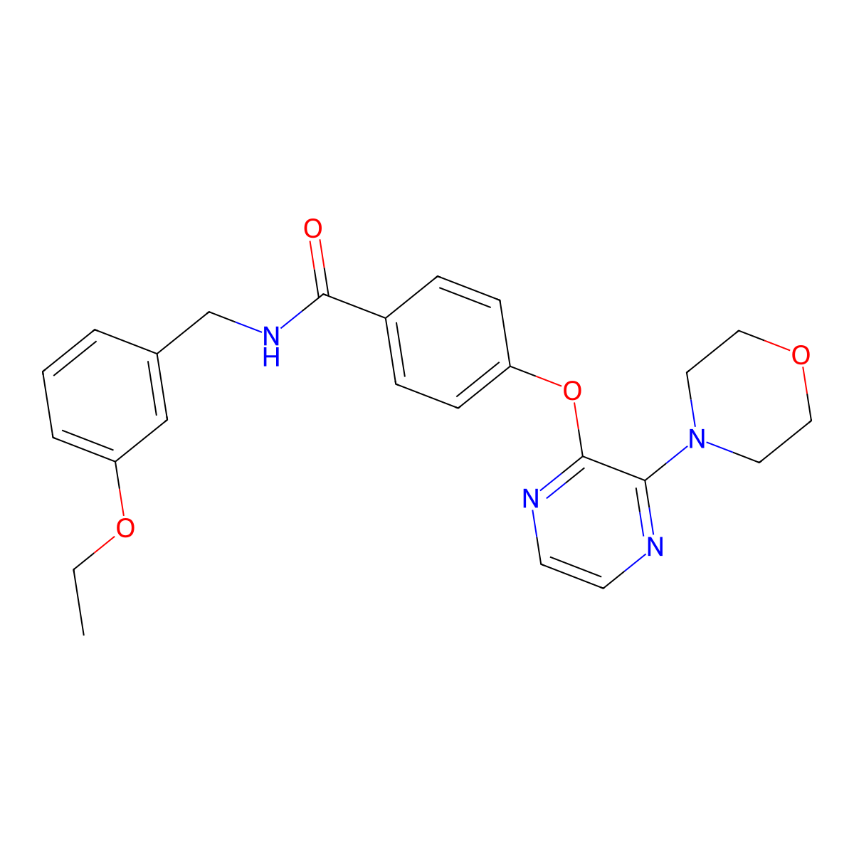 N-(3-ethoxybenzyl)-4-[(3-morpholin-4-ylpyrazin-2-yl)oxy]benzamide molecular structure, CAS 1326865-35-3