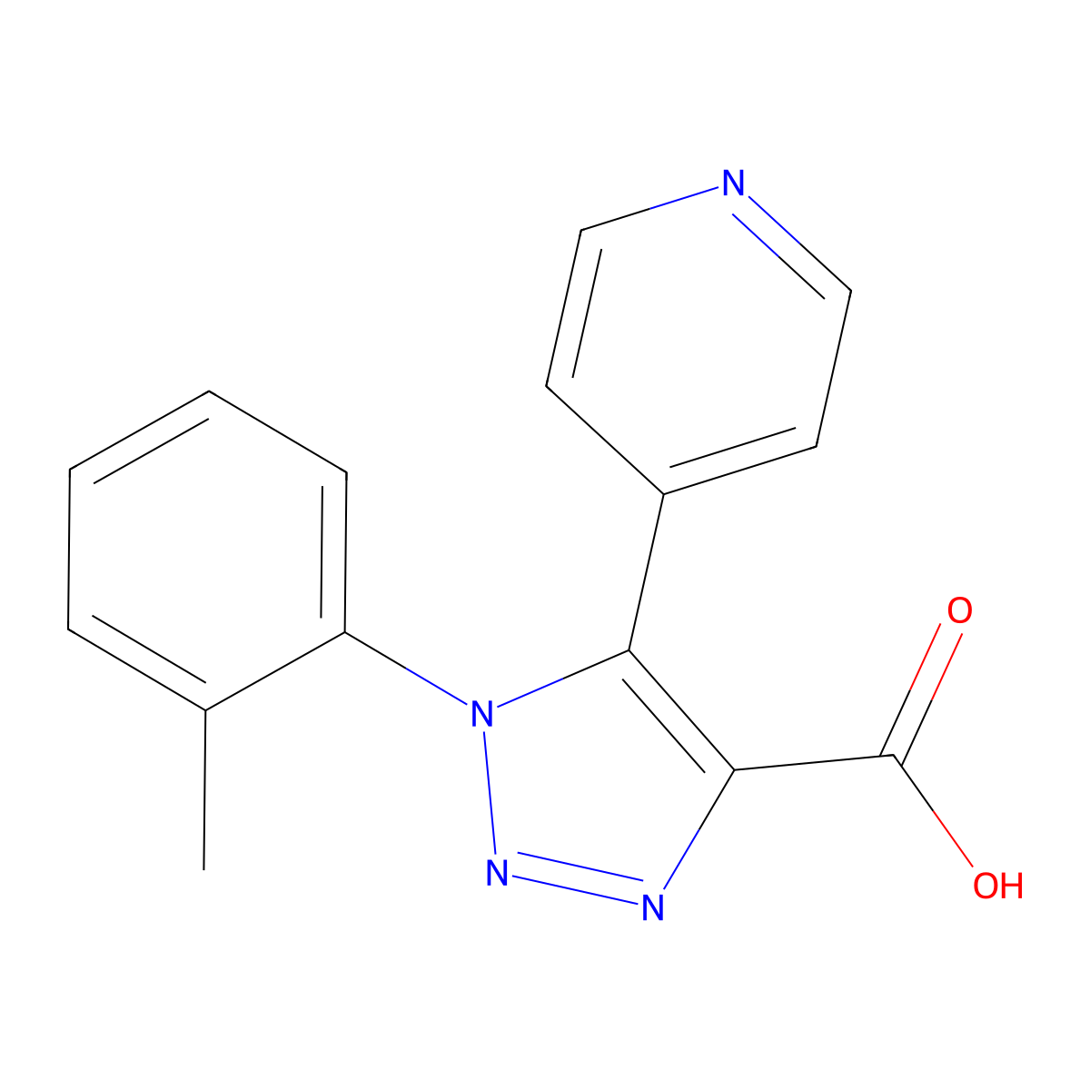 1-(2-methylphenyl)-5-pyridin-4-yl-1H-1,2,3-triazole-4-carboxylic acid molecular structure, CAS 1326865-52-4