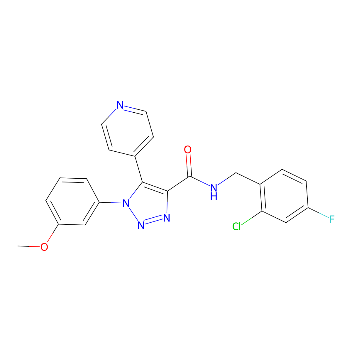 N-(2-chloro-4-fluorobenzyl)-1-(3-methoxyphenyl)-5-(pyridin-4-yl)-1H-1,2,3-triazole-4-carboxamide molecular structure, CAS 1326866-49-2