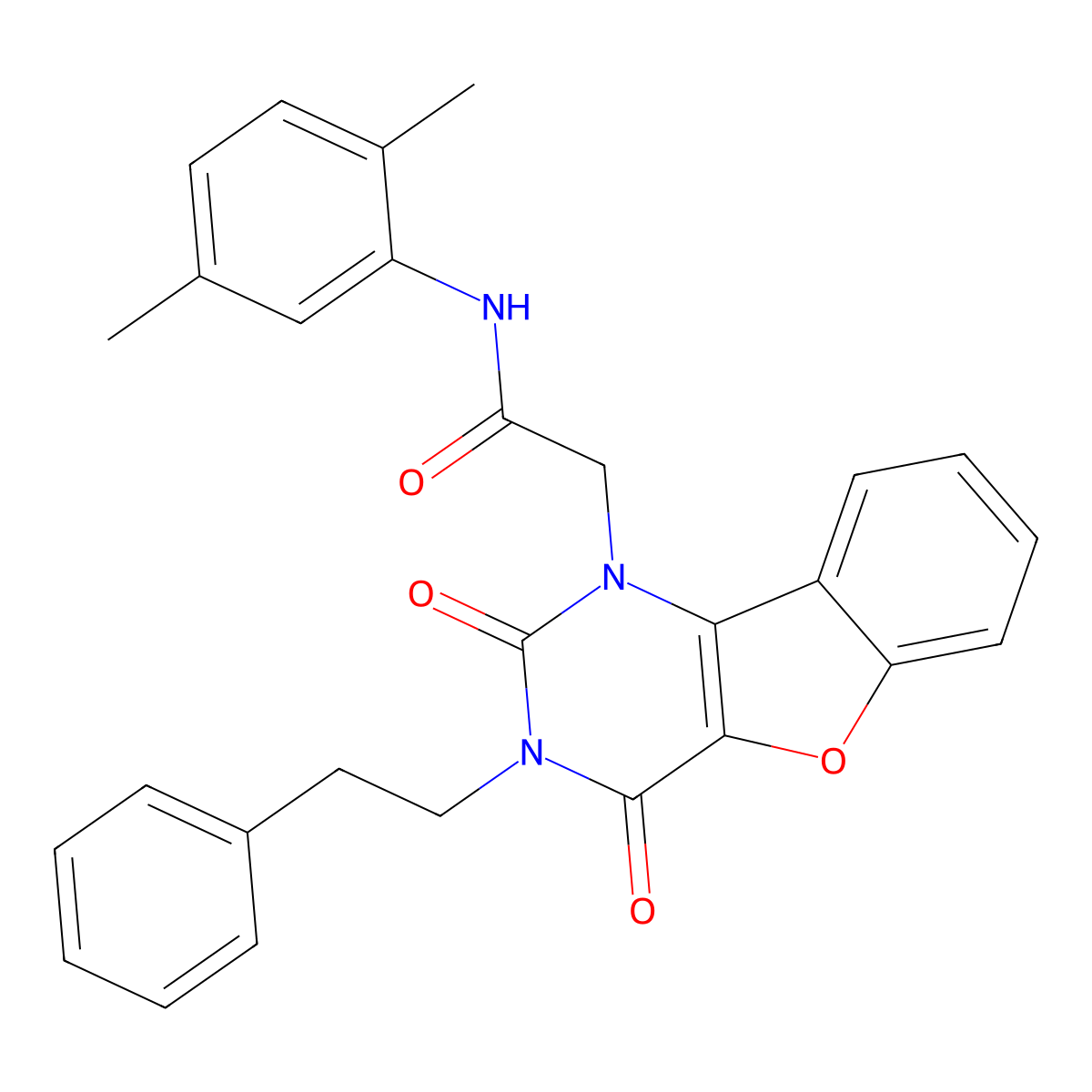 N-(2,5-dimethylphenyl)-2-[2,4-dioxo-3-(2-phenylethyl)-3,4-dihydro[1]benzofuro[3,2-d]pyrimidin-1(2H)-yl]acetamide molecular structure, CAS 1326866-63-0