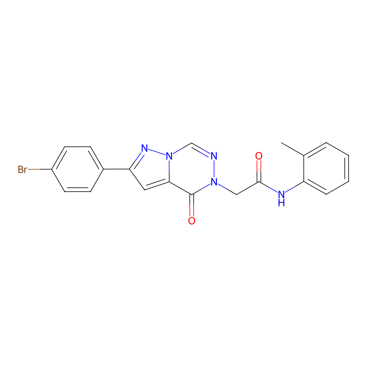 2-[2-(4-bromophenyl)-4-oxo-4H,5H-pyrazolo[1,5-d][1,2,4]triazin-5-yl]-N-(2-methylphenyl)acetamide molecular structure, CAS 1326866-96-9