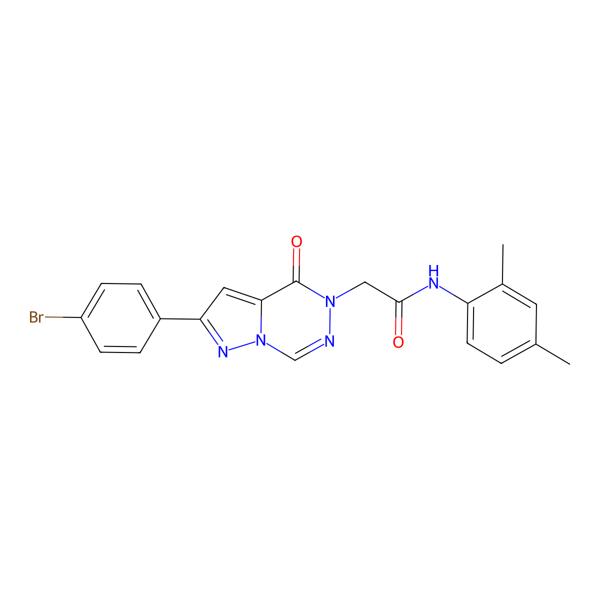 2-[2-(4-bromophenyl)-4-oxo-4H,5H-pyrazolo[1,5-d][1,2,4]triazin-5-yl]-N-(2,4-dimethylphenyl)acetamide molecular structure, CAS 1326867-05-3