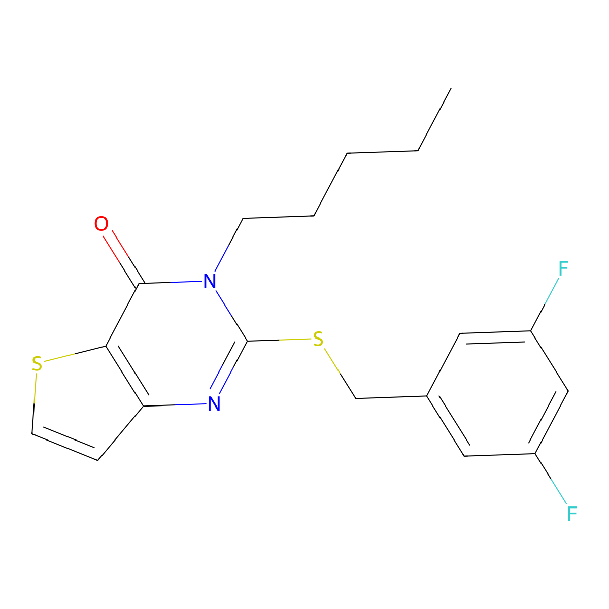 2-[(3,5-difluorobenzyl)sulfanyl]-3-pentylthieno[3,2-d]pyrimidin-4(3H)-one molecular structure, CAS 1326867-58-6
