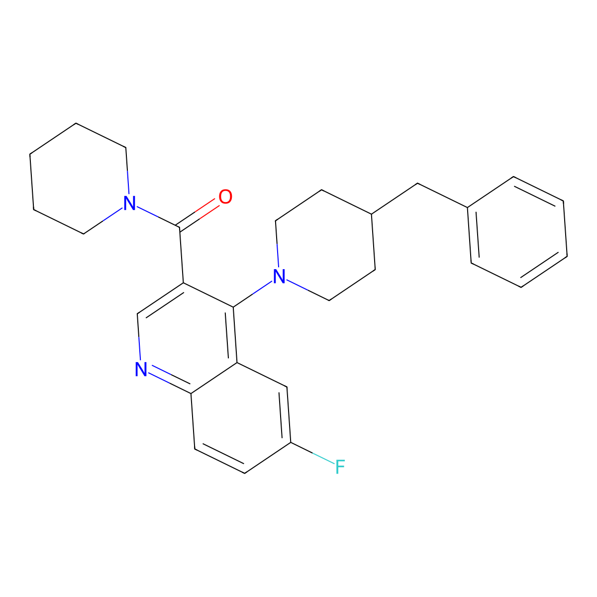 (4-(4-Benzylpiperidin-1-yl)-6-fluoroquinolin-3-yl)(piperidin-1-yl)methanone molecular structure, CAS 1326867-60-0