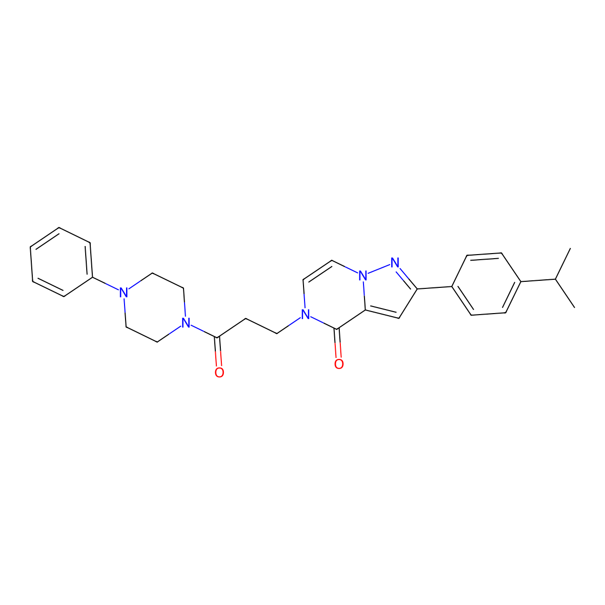 5-[3-oxo-3-(4-phenylpiperazin-1-yl)propyl]-2-[4-(propan-2-yl)phenyl]pyrazolo[1,5-a]pyrazin-4(5H)-one molecular structure, CAS 1326867-68-8